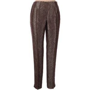 Ann Taylor Paisley Embossed Dress Pants Taupe Brown
